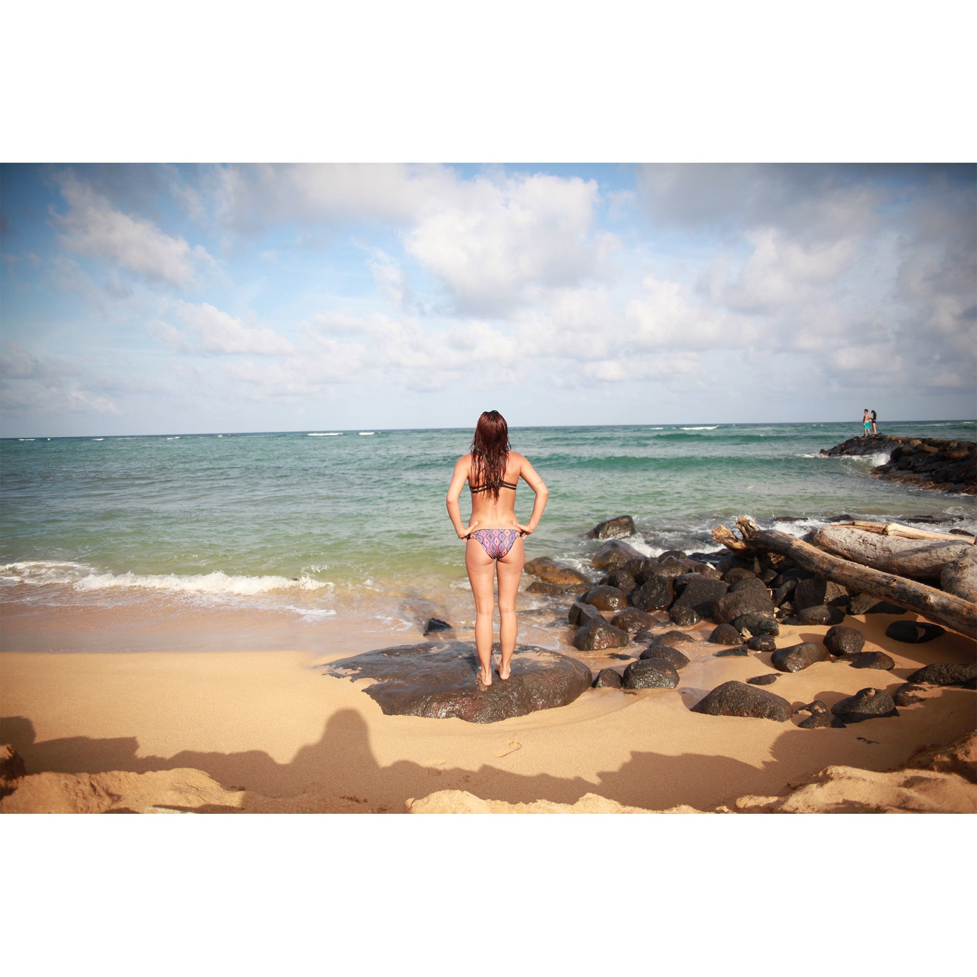 reversible sport bikini bottom california coverage moderate black tribal El Matador beach volleyball surfing Pepper Swimwear active beach lifestyle