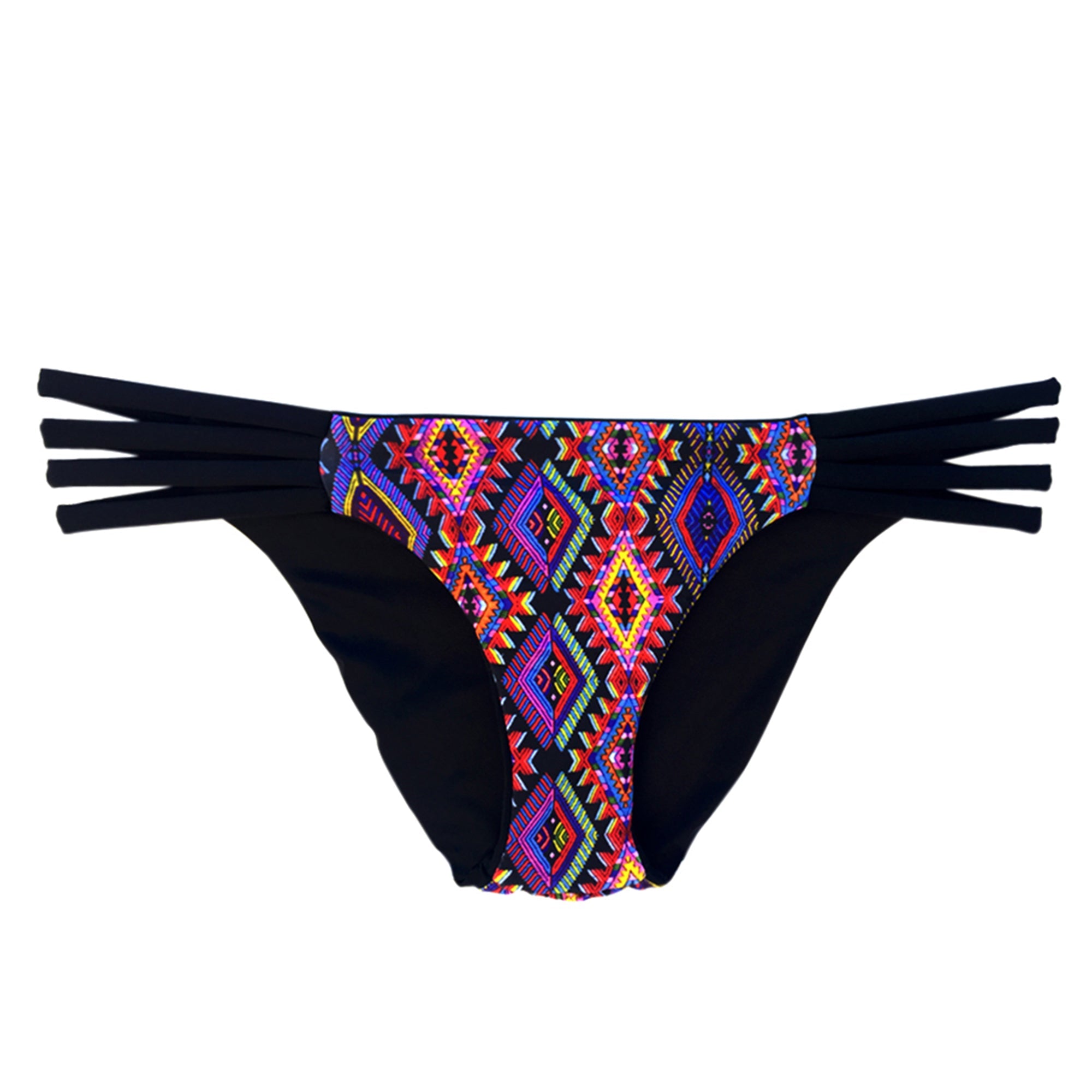 reversible sport bikini bottom california coverage moderate black tribal El Matador beach volleyball surfing Pepper Swimwear active beach lifestyle