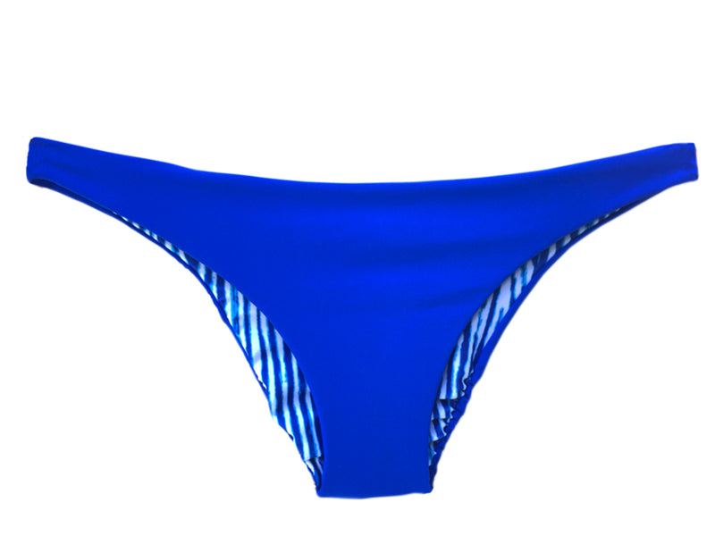 Modest Bikini Bottom Sport  beach volleyball sapphire blue woodgrain print reversible