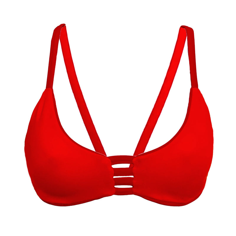 reversible bikini top v back sport athletic red coral el matador beach volleyball surfing Pepper Swimwear
