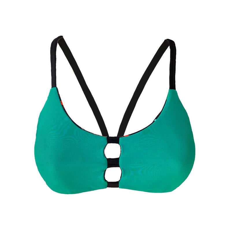 Sporty Swim Zip Up Bikini Top in Turquoise