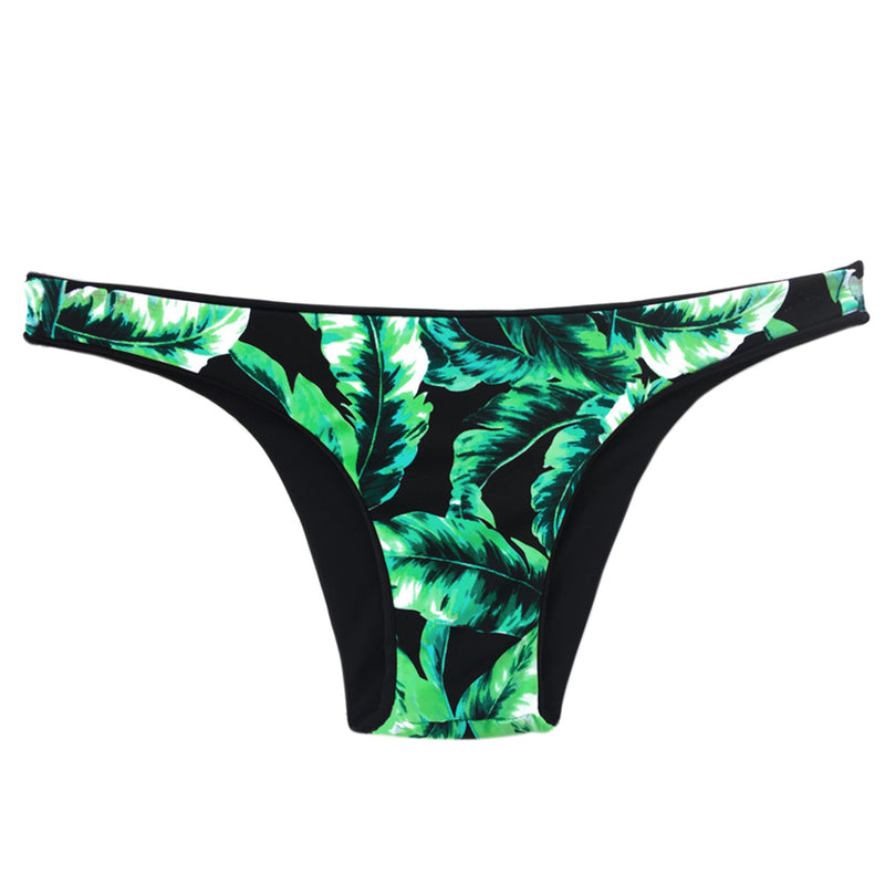 reversible sport bikini bottom cheeky black leaf mid rise Sunset beach volleyball surfing Pepper Swimwear