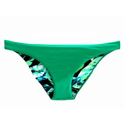 Modest Bikini Bottom Sport  beach volleyball green leaf print reversible